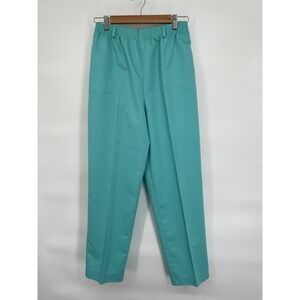 Tan Joy Women Sz 14 Elastic Waist Pull On Pants Blue Aqua Vintage